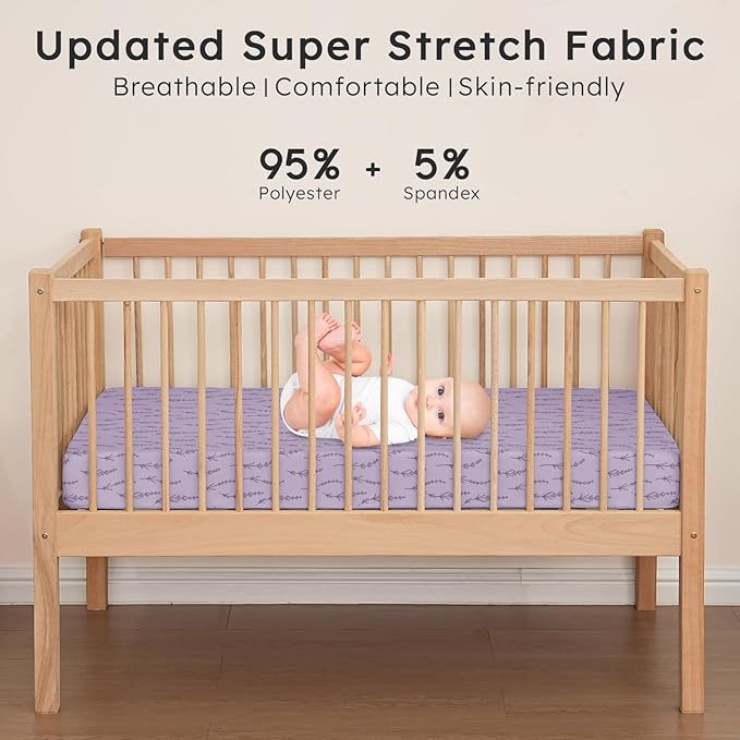 Baby Crib Sheets for Boys Girls Neutral, 2 Pack Crib Mattress Sheet for Standard Crib and Toddler Mattress, Super Soft Breathable Fitted Crib Sheet, 52" x 28"