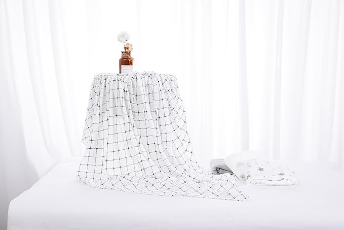 Muslin Swaddle Blankets for Baby Boys and Girls, 4-Pack Breathable and Skin-Friendly Receiving Blanket Wrap, Baby Essentials, Registry & Gift, 47 x 47 inches (Monochrome Doodles)