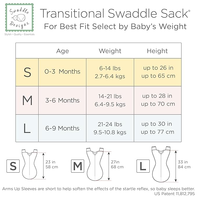 SwaddleDesigns Transitional Swaddle Sack, Arms Up Half-Length Sleeves & Mitten Cuffs, Swaddle for Newborn Transition to Baby Sleep Sack Wearable Blanket, Small, 0-3 Month, 6-14 lb, Heathered Butterum