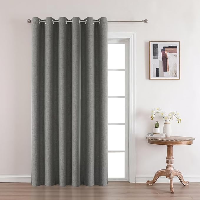 Joydeco Blackout Room Divider Curtains, Extra Wide Sliding Door Drapes Living Room Curtains, Dark Grey 1 Panel 70W x 90L Inch Patio Door Drapes for Room Privacy
