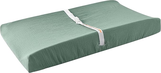 Changing Pad Cover for Baby Girls Boys - 100% Organic Cotton Muslin Changing Pad Sheets with Secure 360° Elastic Fit, Ultra-Soft for Delicate Skin, 2 Pack