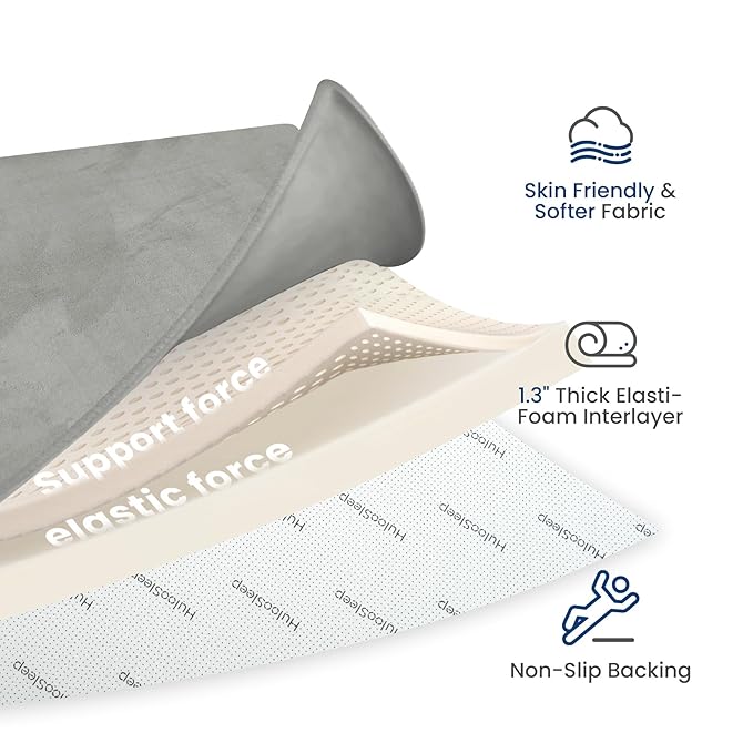 Baby Play Mat for Floor,Extra Large 59"×71" Playpen Mat for Tummy Time,Thicker Padded Elasti Foam Activity Mats for Toddler,Infant,Kids,Water Repellent Ultra Soft Velvet,Non-Slip Backing Safe for Crawling,Nursery & Playroom(Light Grey)