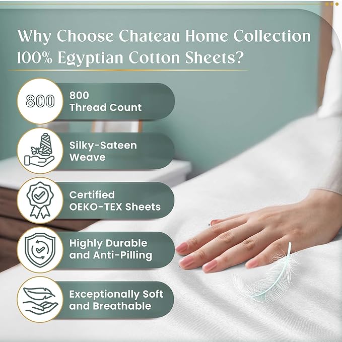 100% Egyptian Cotton Sheets California King Size Sheets Set with Fully Elasticated Cal King Fitted Sheet & Pillowcase Sets, 800 TC Hotel Collection No Pill Soft Breathable Luxury White Bedding