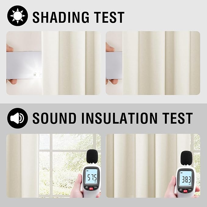 H.VERSAILTEX 100% Blackout Curtains for Bedroom Thermal Insulated Linen Textured Curtains Full Light Blocking Drapes Living Room Curtains 2 Panel Sets, 52x108 Inch, Heather Pale Oak(Not Solid)