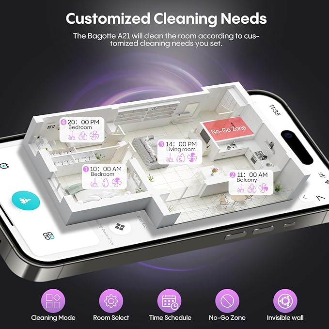 Bagotte Robot Vacuum and Mop, Robotic Vacuum with Self-Emptying Station for 90 Days,5000Pa Suction, LiDAR Navigation, No-Go Zones, Wi-Fi/App/Alexa Control, for Carpet, Hard Floors