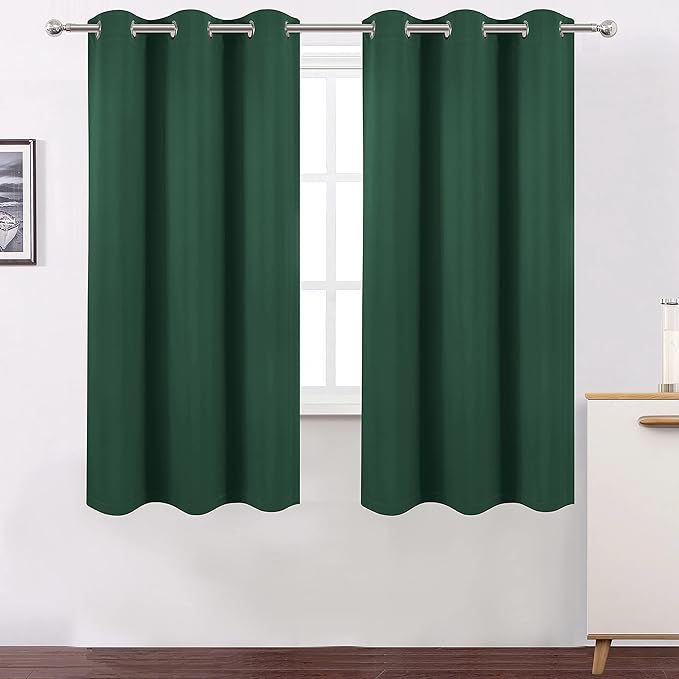 LEMOMO Green Thermal Blackout Curtains/40 x 72 Inch/Set of 2 Panels Room Darkening Curtains for Bedroom and Living Room