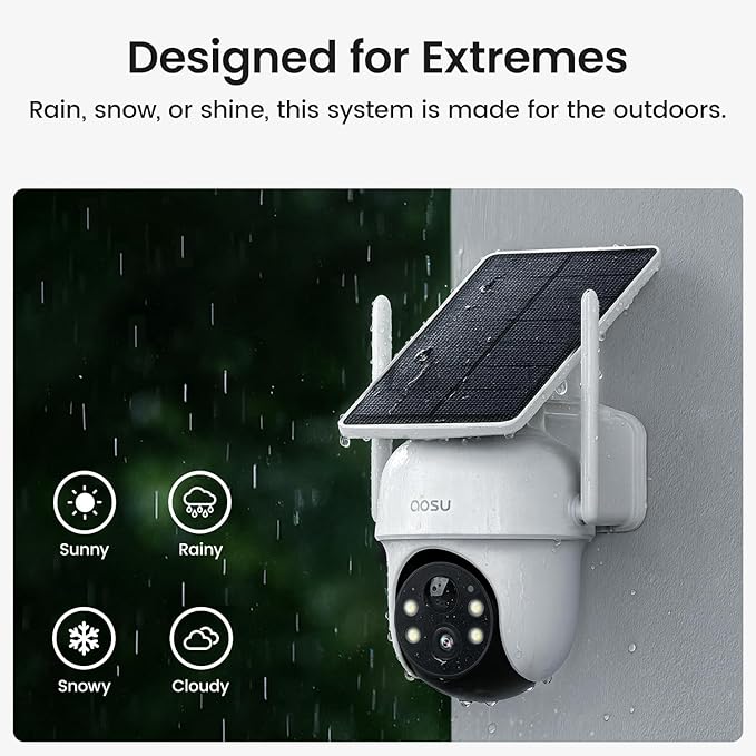 aosu Security Cameras Wireless Outdoor, 6-Cam Kit, No Subscription, aosuBase Expandable to 1TB (32GB Built-in), 5MP Solar Camera Wireless Outdoor, 360° Pan & Tilt, Human Auto Tracking, Easy Setup
