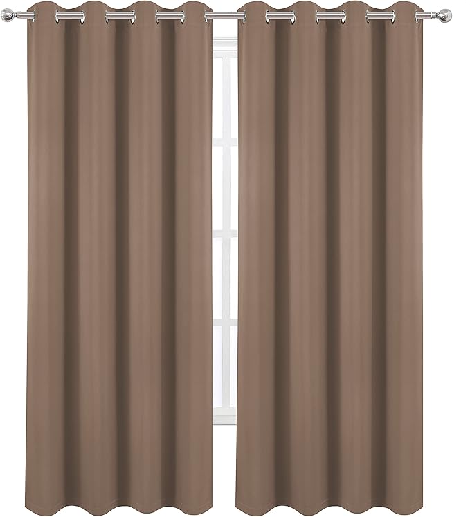 LEMOMO 100% Blackout Curtains 52 x 95 Inch/Cappuccino Curtains 2 Panels with Black Lining Room Darkening Thermal Insulated Bedroom Curtains