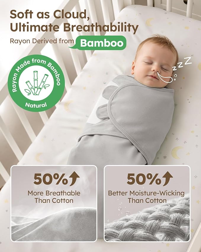 Yoofoss Baby Swaddle for Newborns 0–3 Months, Adjustable Soft & Breathable Swaddles,Noiseless Closure Swaddle Sleep Sack, Durable & Snug Fit
