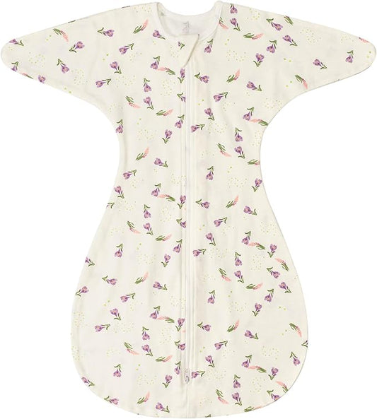 ZIGJOY Baby Transitional Swaddles for Newborns: 0.5 Tog Arms Up Sleep Sack 3-6-12 Months Soft Cotton Shark Fin 2 Way Zipper
