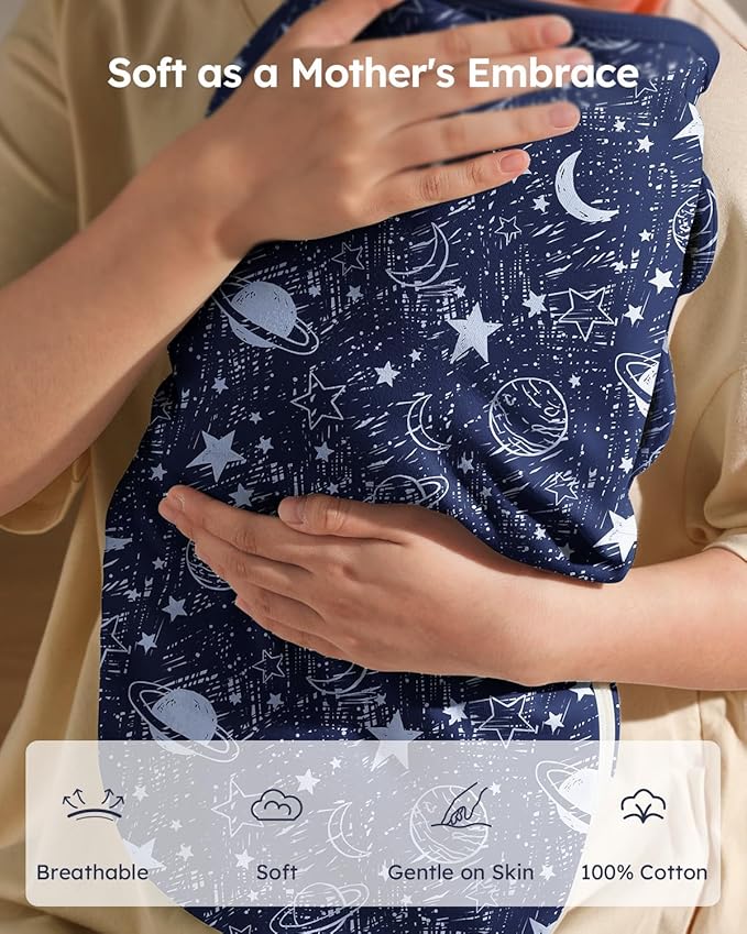 Baby Swaddles for Newborns with Zipper, 100% Cotton Newborn Swaddle Sack, 3 Pack Baby Swaddles 0-3 Months Swaddle Sleep Sack for Newborn Baby Boy Girl Blue Planet