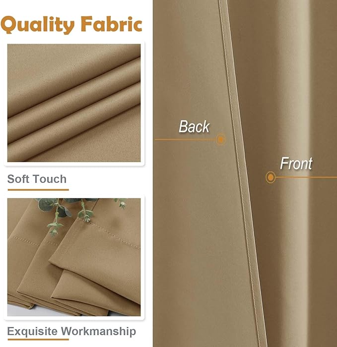 Aiyufeng Taupe Blackout Curtains for Bedroom 84 Inch Length 2 Panels Set, Solid Thermal Insulated Privacy Living Room Window Treatment Curtains Blackout Drapes, W40 x L84 Inch, Taupe