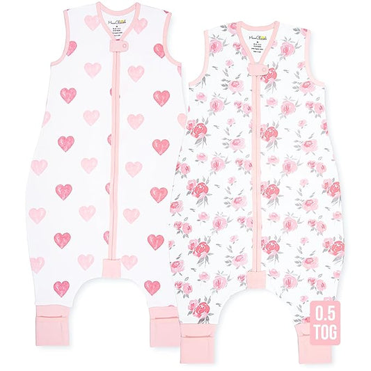 Mama Cheetah Toddler Sleep Sack with Feet 4T-5T, 0.5 TOG Organic Cotton Baby Wearable Blankets with Legs, Baby Sleeping Bag for Walkers, Early Walker X-Large