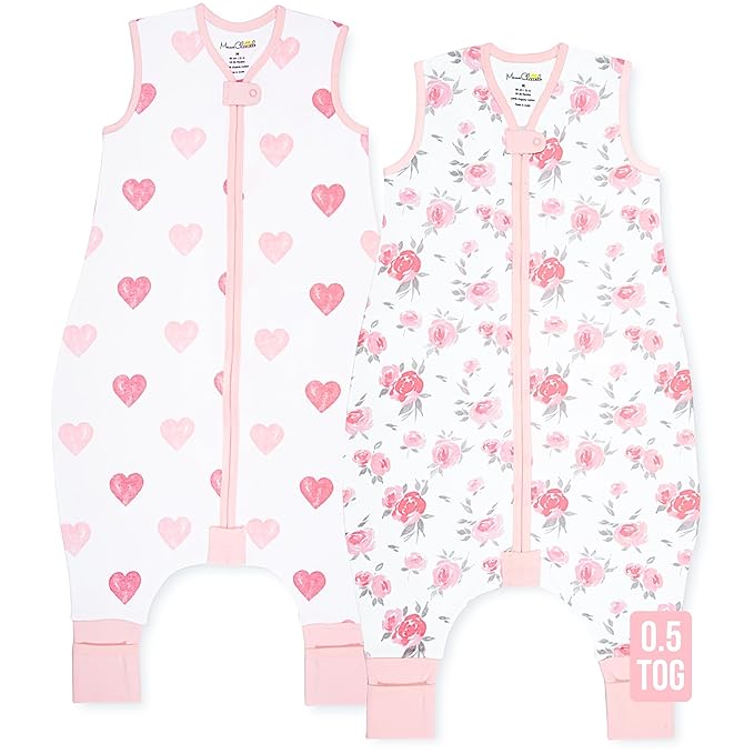 Mama Cheetah Toddler Sleep Sack with Feet, 0.5 TOG Organic Cotton Baby Wearable Blankets with Legs, Baby Sleeping Bag for Walkers, Early Walker 6-18 Month
