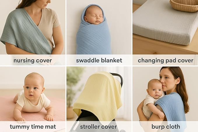 SUNSHINE & SNUGGLES Soft 100% Cotton Swaddles for Newborns, 2- Pack - Large, Breathable Baby Blanket - Versatile, Durable Muslin Swaddle Blankets - Perfect for Moms