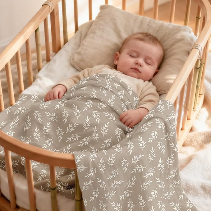 Baby Muslin Swaddle Blankets,2 Pack Receiving Blanket Baby Girl & boy,Large47 x 43 inches,Soft & Skin Friendly Baby Blanket Wrap(Brown)
