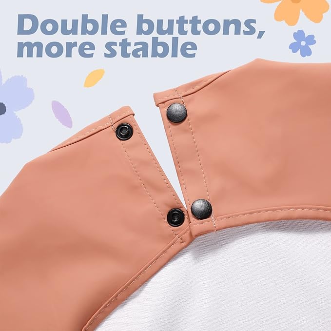 JaGely 4 Pack Long Sleeve Bibs Baby Smock Waterproof Sleeved Bids with Food Catcher for Baby Eating Feeding Ages 6-36 Months