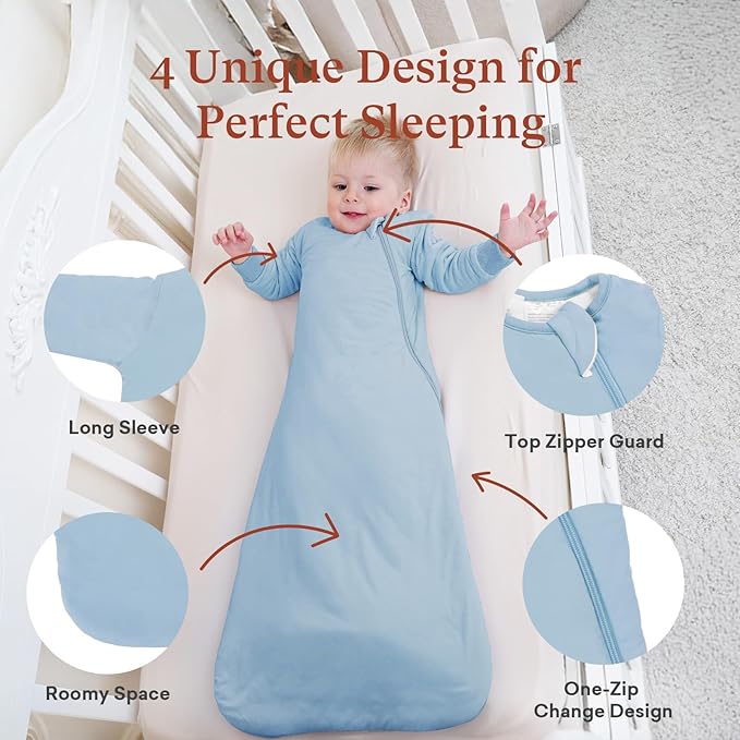 littogoose Baby Sleep Sack 1.0 TOG, Long Sleeve Wearable Blanket Soft Infants Sleeping Sack Boy Girl for 3-6 Months 2T-4T