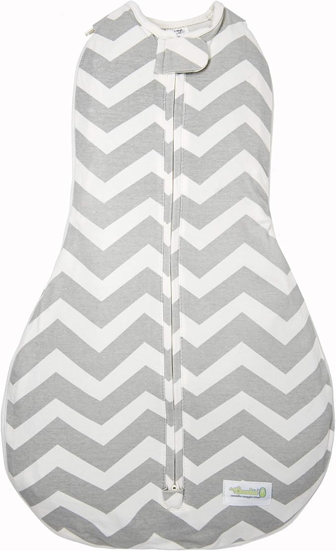 Woombie Grow with Me Baby Swaddle, Convertible Swaddle Fits Babies 0-9 Months, Expands to Wearable Blanket for Babies up to 18 Months, Sleepy Grey Chevron
