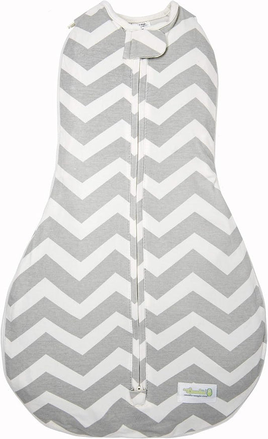 Woombie Grow with Me Baby Swaddle, Convertible Swaddle Fits Babies 0-9 Months, Expands to Wearable Blanket for Babies up to 18 Months, Sleepy Grey Chevron