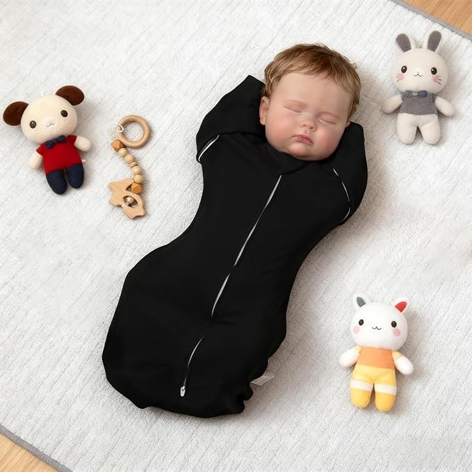 MEXXI Swaddle Baby Sleep Sack With Arms Up, 2 Pack Baby Transitional Swaddle with Double Zipper,0.5 TOG