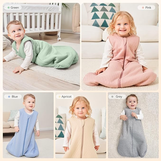 Yoofoss Baby Sleep Sack 0-6 Months TOG 2.5 Winter Baby Wearable Blanket, 100% Organic Cotton Infant Sleeping Sack 2-Way Zipper Warm Quilted Sleep Sack