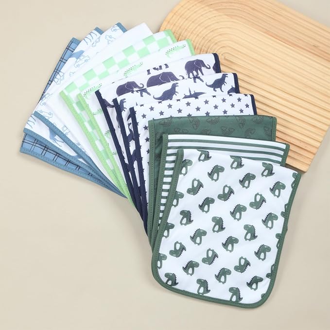 Hakochia Burp Cloths for Baby Boy & Girl Organic Cotton Large Unisex Burp Clothes Extra Absorbent Soft Neutral Burping Rags Spit Up Cloth Sets for Newborns 8 Pack