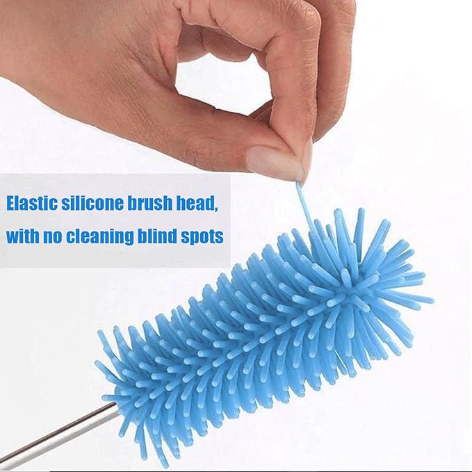 WSOQYEO Water Bottle Cleaner Brush Semi-Automatic Silicone Bottle Brush for Baby, Sports, Vase, Glassware, and Smaller Diameter Openings