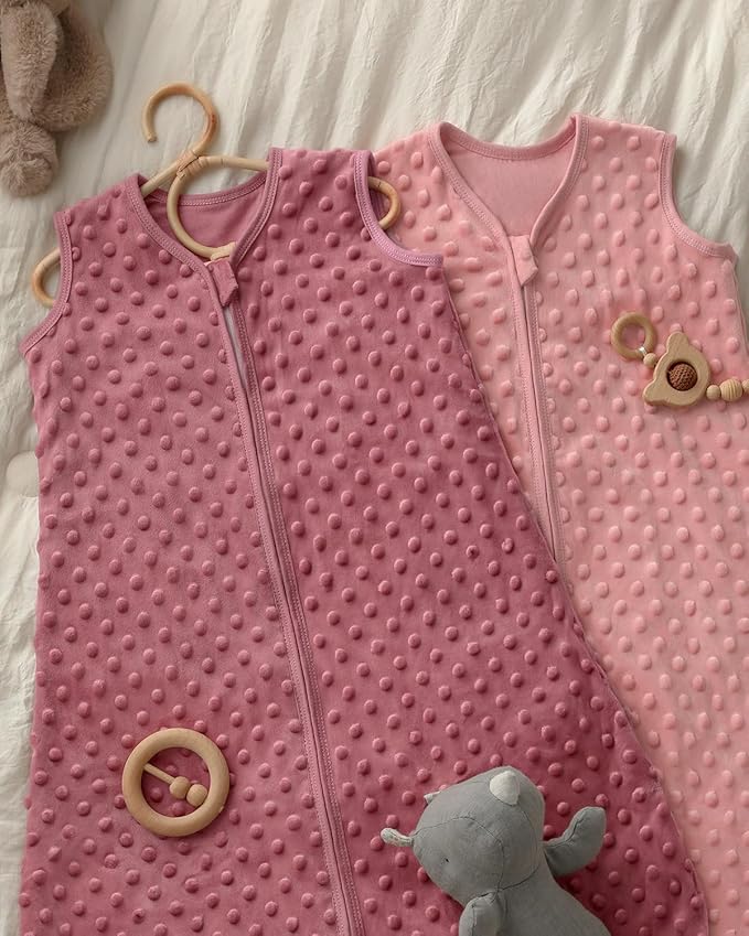 Yoofoss Fleece Baby Sleep Sack 6-12 Months with Plush Dots, TOG 1.5 Baby Wearable Blanket with 2-Way Zipper, Cotton Toddler Sleep Sack Fleece