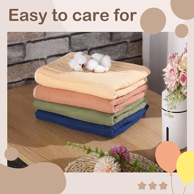 Peryiter 4 Pcs Muslin Hooded Baby Towels 32x32inch Cotton Newborn Bath Essentials Muslin Infant Blankets Absorbent Registry Baby Shower Present for Babies Girl Boy Kids (Green)