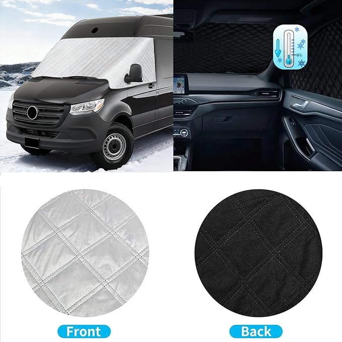 RV Windshield Cover Compatible with for Dodge or Mercedes Sprinter 2006-2018 RV Front Window Motorhome Cover Sunshade/Snow Cover (for Dodge or Mercedes Sprinter 2006-2018)