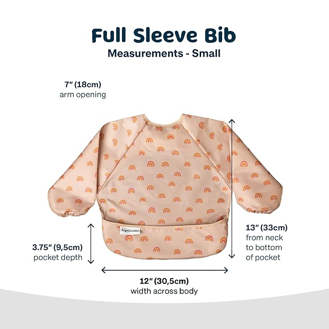 Tiny Twinkle Long Sleeve Bib for Babies & Toddlers | Waterproof Smock Bib for Eating | Machine Washable & Mess-Proof Feeding Essentials | Newborn Shower Gift (Boho Rainbow, 6–24M)