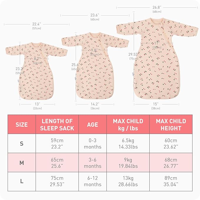 Knirose Transitional Swaddle Sack with Arms Up Length Sleeves and Mitten Cuffs 6-12 Months Wearable Swaddling Blanket Sleeping Bag Cotton for Newborns Baby Boys Girls Sleep Sacks Calms Startle Reflex