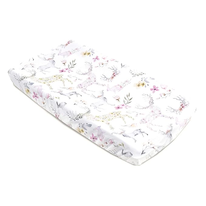 Oilo Changing Pad Cover, Breathable Turkish Cotton Fitted Jersey, 300 Thread Count, Machine Washable, Fits Standard Changing Pads (32" x 16"), Girl, Boy, & Neutral Nursery Design, Fawn