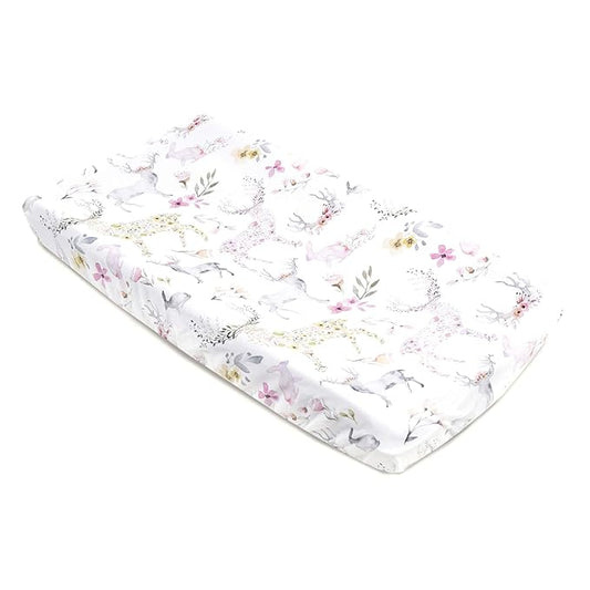 Oilo Changing Pad Cover, Breathable Turkish Cotton Fitted Jersey, 300 Thread Count, Machine Washable, Fits Standard Changing Pads (32" x 16"), Girl, Boy, & Neutral Nursery Design, Fawn