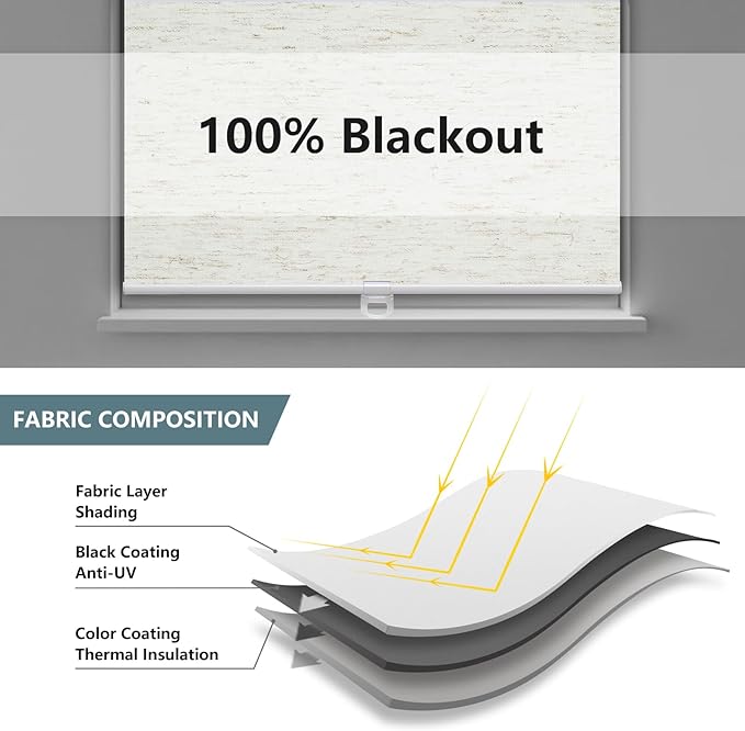 Cordless Roller Shades Blackout Blinds for Windows Room Darkening Rolled Up Shades with Spring System, UV Protection Natural Linen Fabric Window Shades Door Blinds for Home（20" W x 72" H,Linen Cream