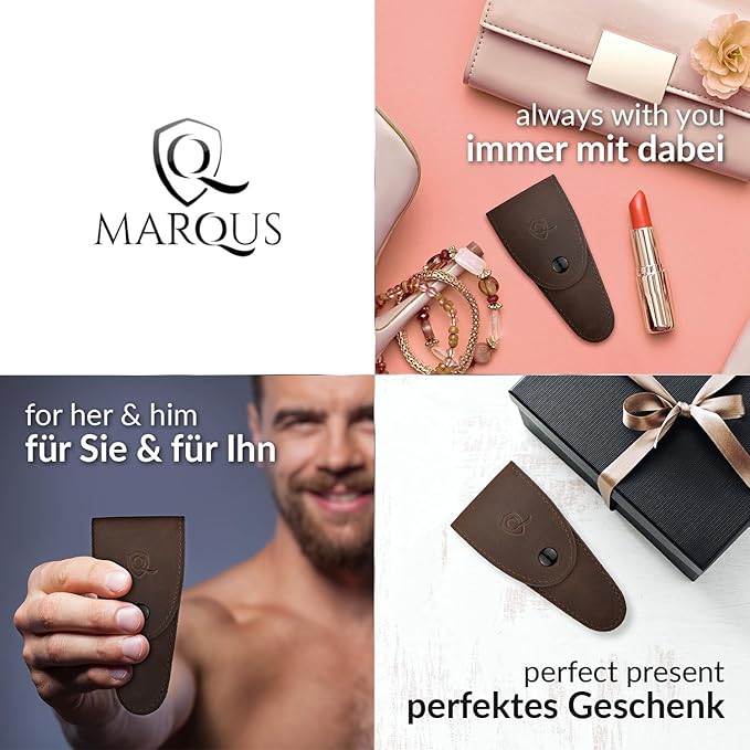 marQus Solingen Round-Tip Nail Scissors (curved) – Premium German Steel for Safe Manicures & Pedicures, Protective Case Included, Also Great for Babies