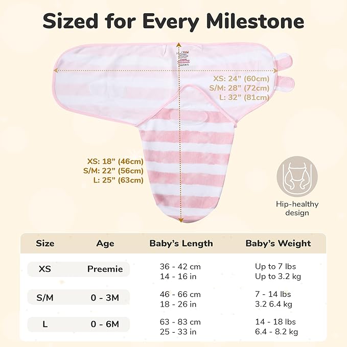 Mama Cheetah Preemie Swaddle Sack, Organic Swaddling Sleep Sacks for Preemies, Swaddle Blanket Wrap, Easy Swaddles for Premature Baby Girl 4-7 lbs, Newborn Essentials, 3-Pack, Cotton, Love You