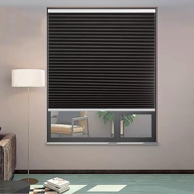 MYshade Cordless Blackout Cellular Shades, 1.5" Honeycomb Window Blinds for Bedroom & Nursery, Thermal Insulated, Noise Reducing, Privacy Shades, Inside or Outside Mount (23" W x 64" H, Black)