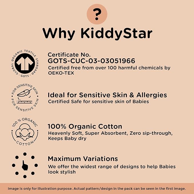 KiddyStar Organic Cotton Baby Bibs for Boys & Girls – Soft, Absorbent Teething & Drool Bibs - Adjustable Snaps for Toddlers