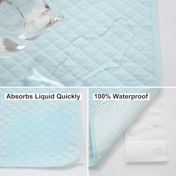 Pleasant Boulevard | Portable Waterproof Baby Changing Pad Liner, Washable Reusable Changing Table Cover Made with Breathable TPU, 27x13in (Blue, 3 Count)