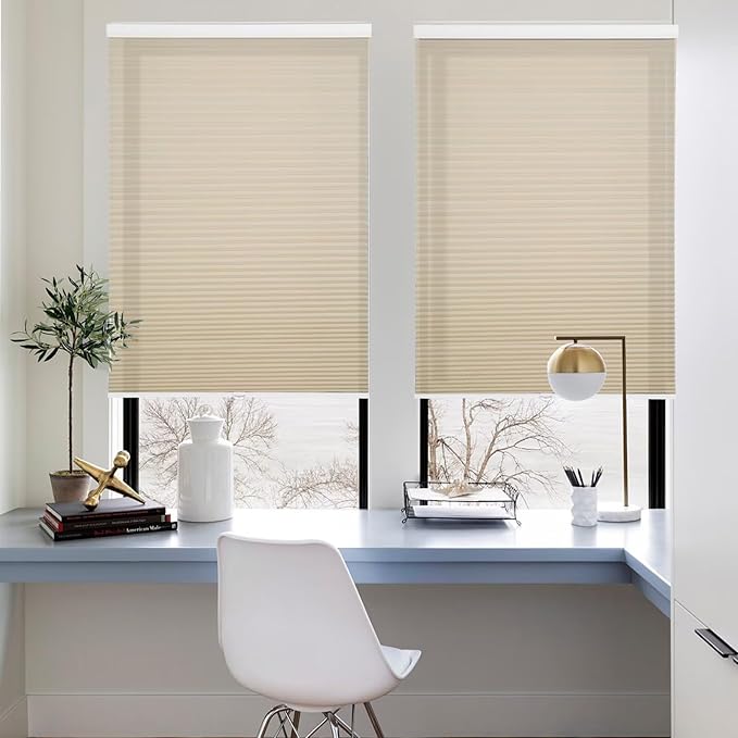 MYshade 1.5-Inch Cellular Cordless Light Filtering Shades, Honeycomb Window Blinds for Soft Daylight & Privacy, Thermal Insulation, Child Safe, Inside or Outside Mount (36" W x 72" H, Beige)