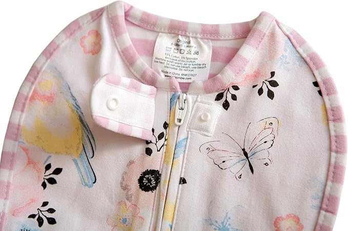 Woombie Grow with Me Baby Swaddle, Convertible Swaddle Fits 0-9 Months, Expands to Wearable Blanket Up to 18 Months, Birds & Stripes