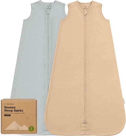 2-Pack Baby Sleep Sacks, Zipper Wearable Blanket - 0.5TOG Organic Cotton, Lightweight, Soft Cozy Toddler Sleeping Sack 12-24 months, Easy to Wear Large Newborn Transition Swaddles Sleepsacks (Toasty)
