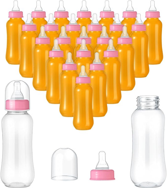 Norme 24 Pcs 9.5 oz Plastic Bottles Chug Shower Game Party Favors for Shower Decorations Gender Reveal Gifts (Pink)