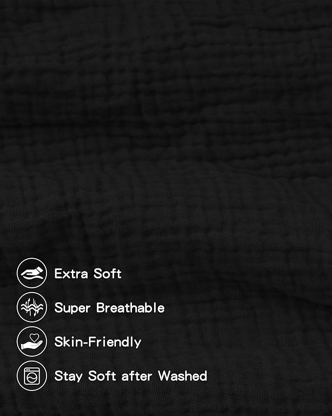 Pro Goleem Muslin Bassinet Sheet for Boys and Girls, Soft Breathable Fitted Cotton Baby Sheets Set for Oval Hourglass and Rectangular Bassinet Mattress, Neutral,1 Pack (Black)