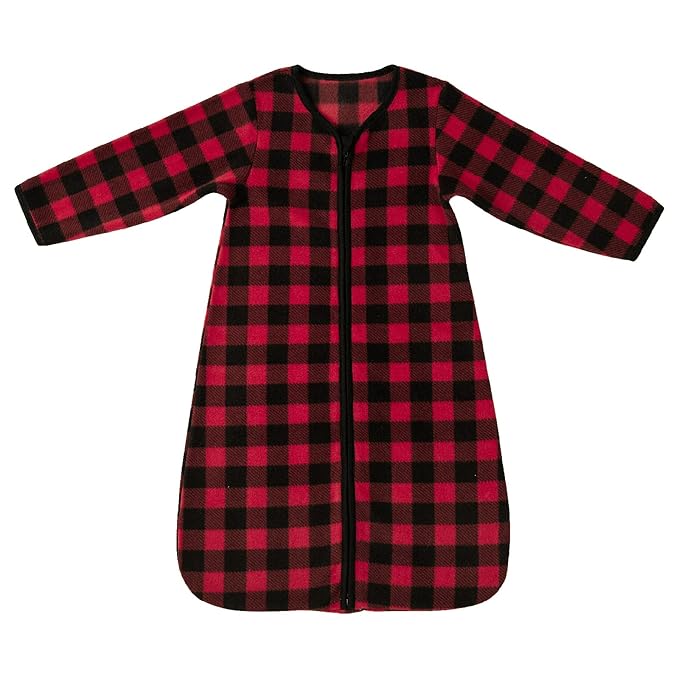 DaysU Micro Fleece Baby Sleep Sack 18-24 Months with Long Sleeves 1.5 TOG, Plush Warm Baby Wearable Blanket with 2-Way Zipper, Unisex Sleeping Bag for Toddler, Buffalo Plaid