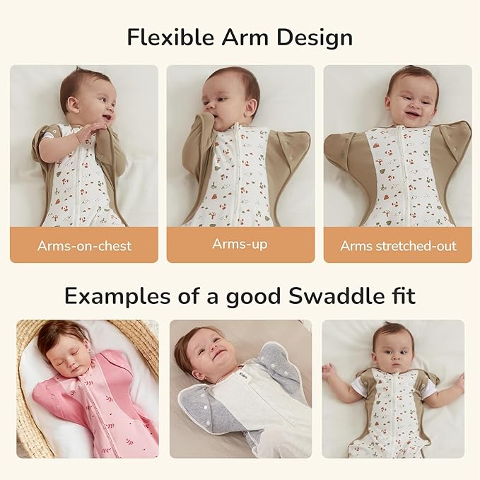 Transition Swaddle Sleep Sack, 3-6 Months, 12-18 lb, Arms In/Out, 2-Way Zipper, Moisture-Wicking Fabric, Improves Sleep, Snug Fit, Helps Calm Startle Reflex (Bear and the Forest)