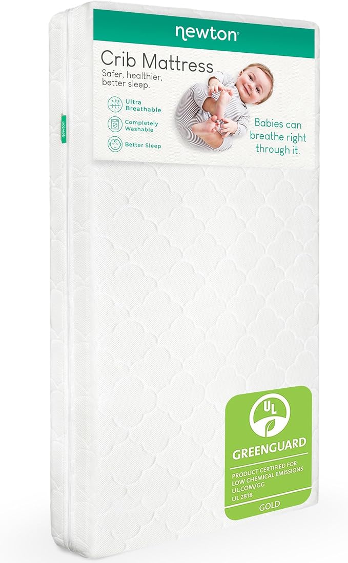 Newton Baby Crib Mattress and Toddler Bed - Ultra-Breathable Proven to Reduce Suffocation Risk, Washable Core & Cover, 2-Stage, Deluxe 5.5" Thick - White