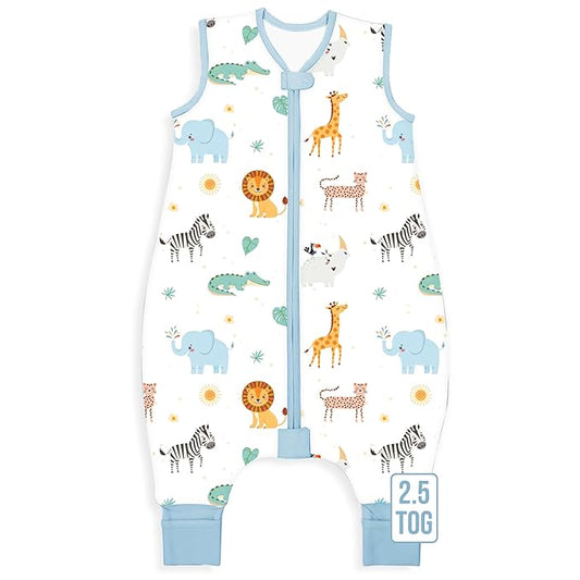 Mama Cheetah Toddler Sleep Sack with Feet, 6-18 Month, 2.5 TOG Organic Cotton Baby Sleeping Bag with Legs, Baby Wearable Blankets for Walkers w/ 2-Way Zipper, Baby Sleep Sack for Girls & Boys, Small